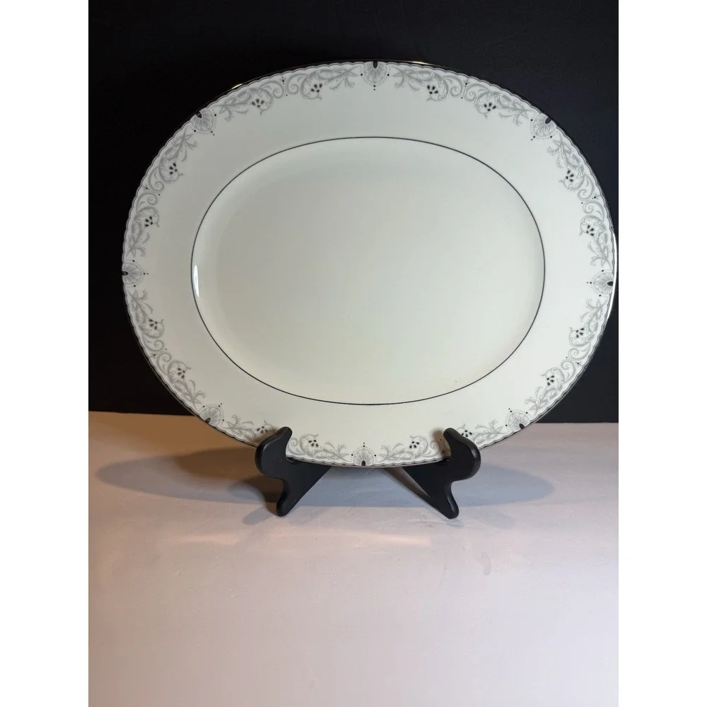 Noritake Venetian Scroll 7603 Oval Serving Platter 14